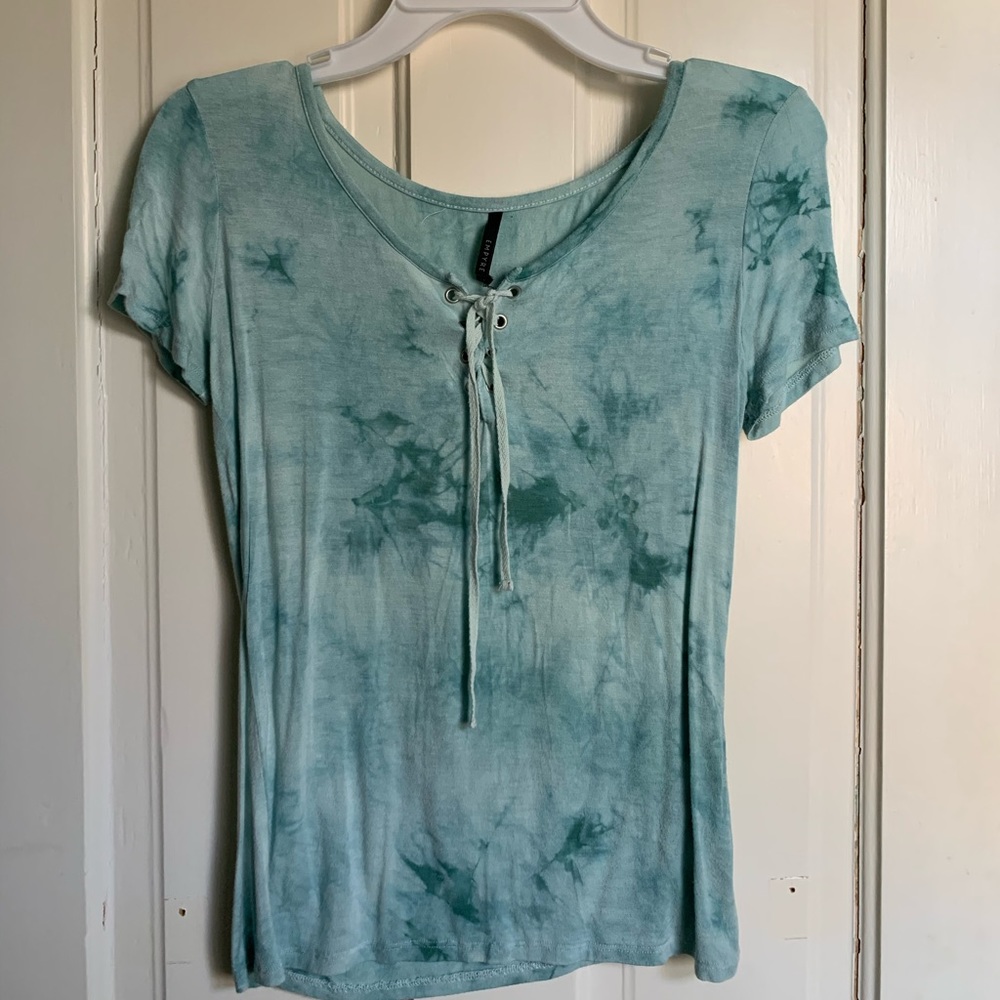 Green Tie Dye Cross Up Tee